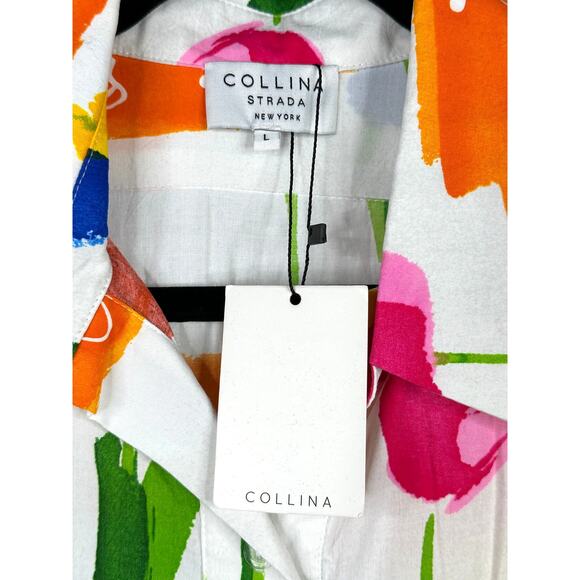 Collina Strada Tulips Oversized Printed Short Sleeve Women's Shirt Large - Picture 3 of 9
